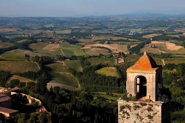 Uitzichten over het landschap rondom San Gimignano