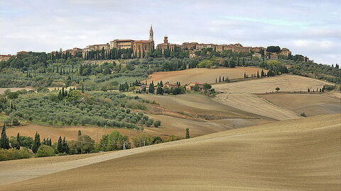 Zicht op het stadje pienza