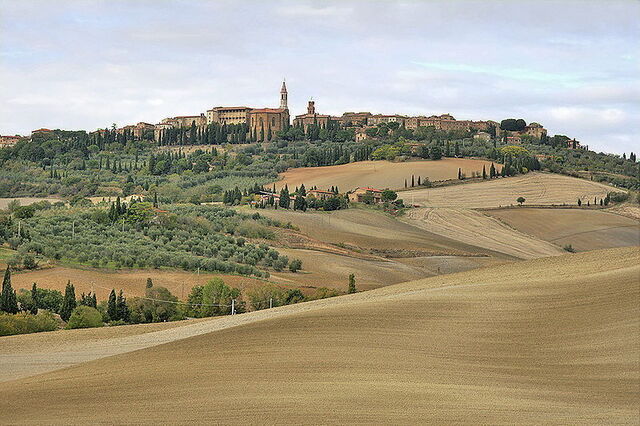 Zicht op het stadje pienza