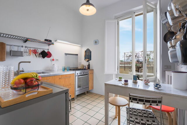 Villa Spotlight: Orto Botanico Appartement Met Terras En Uitzicht Op Koepel, keuken