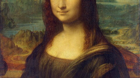 Mona Lisa detail met Ponte Buriano op de achtergrond