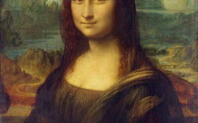 Mona Lisa detail met Ponte Buriano op de achtergrond