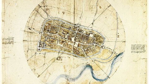 Da Vinci's Stadsplan van Imola