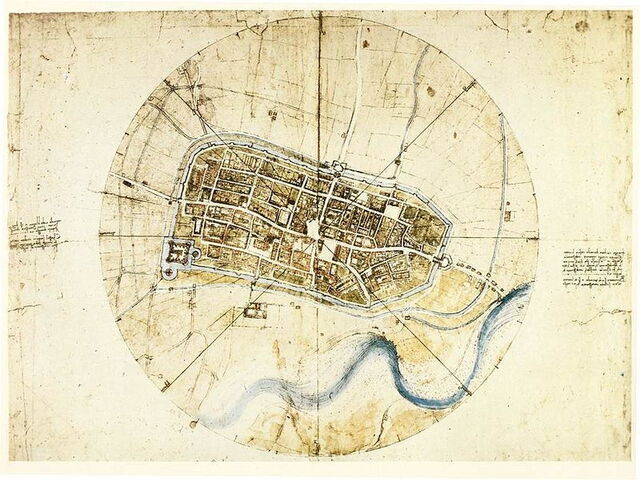 Da Vinci's Stadsplan van Imola