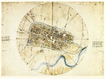 Da Vinci's Stadsplan van Imola