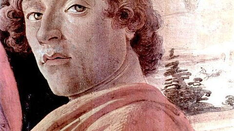 mogelijk zelfportret van Sandro Botticelli in Aanbidding door de Wijzen