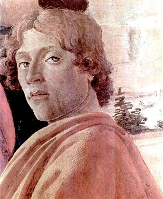 mogelijk zelfportret van Sandro Botticelli in Aanbidding door de Wijzen