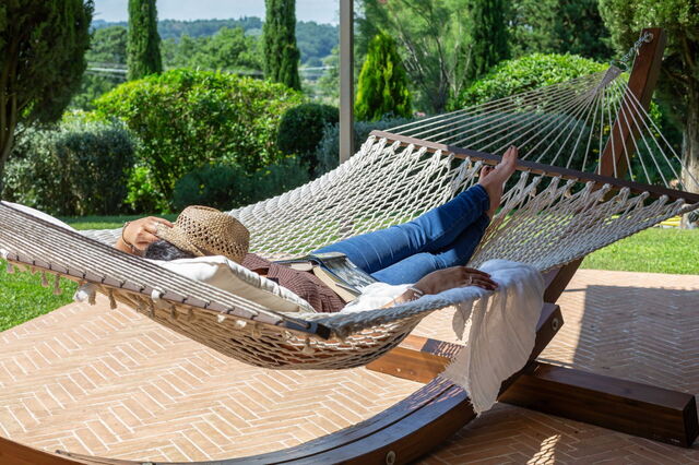 Ontspannen in de tuin van Podere i Poggi