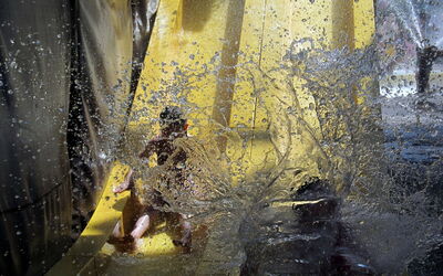 De uitgang van de glijbaan