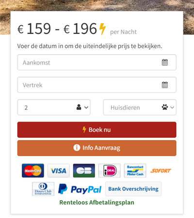 Betaal in Termijnen bij het Boeken