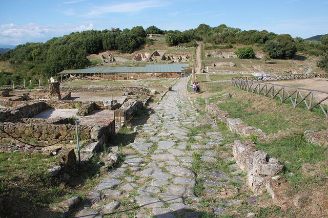 zicht op de archeologische plek van Roselle