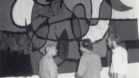 Miró, Delclaux i Royo. Eerste versie van het wandtapijt van Tarragona, Aymat Factory, 1970