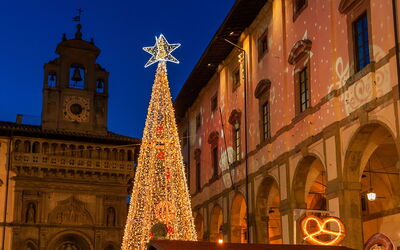 Piazza Grande in Arezzo tijdens kerst