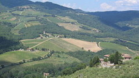 zicht op dorp vlakbij raddi in chianti