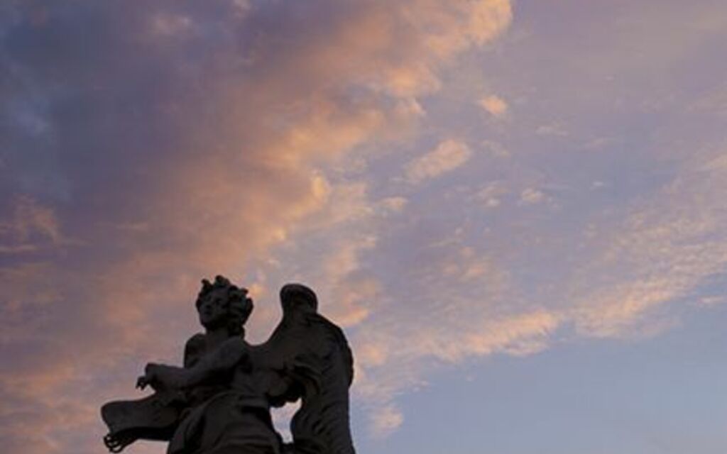 Bridge Statue Sunset, Rome