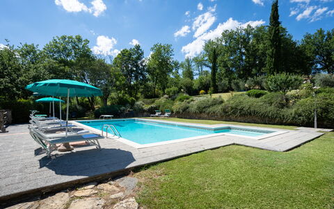 Podere Schignano: Lucht, Water, Fabriek, Wolk, Zwembad, Boom, Schaduw, Buitenmeubels, Vrije Tijd, Landschap