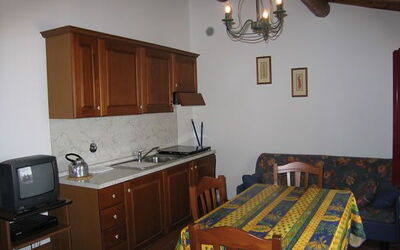 living room with cooking corner