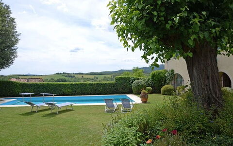 Villa Montalcinello In Siena, Private Pool: Fabriek, Wolk, Water, Lucht, Meubilair, Natuurlijk Landschap, Bloem, Boom, Buitenmeubels, Zwembad