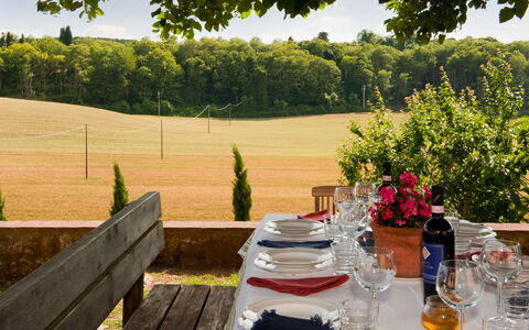 Villa Le Caggia: Eigendom, Boom, Gras, Tafel, Landschap, Gazon, Onroerend Goed, Backyard, Tuin, Huis