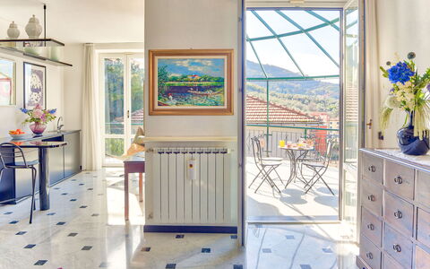 Villa Helvezia - Levanto: Kamer, Eigendom, Blauw, Interieur Ontwerp, Meubilair, Huis, Gebouw, Huis, Verdieping, Architectuur