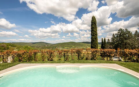 Valdambra Villa: Landschap, Zwembad, Tuin, Landscaping, Eco Hotel, Hacienda, Boerderij, Villa, Werf