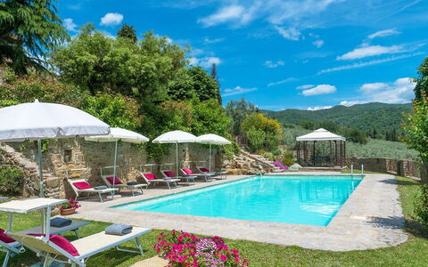 Villa Taragnano: Water, Fabriek, Wolk, Lucht, Eigendom, Zwembad, Blauw, Natuur, Boom, Paraplu