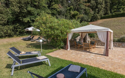 Chianti Resort: Fabriek, Plantengemeenschap, Tent, Buitenmeubels, Boom, Schaduw, Openluchtbank, Tafel, Gras, Vrije Tijd