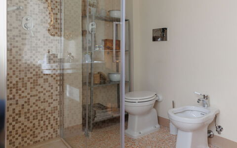 Appartamento Mancini: Loodgieterswerkinrichting, Toilet, Badkamer, Wc Bril, Interieur Ontwerp, Verdieping, Flooring, Loodgieter, Deur Van De Douche, Hout