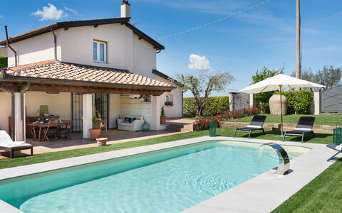 Villa Di Pillo: Water, Wolk, Lucht, Fabriek, Eigendom, Gebouw, Zwembad, Venster, Azure, Stoel