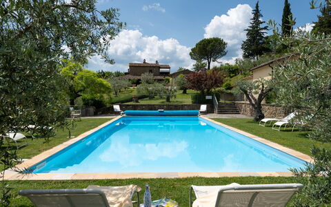 Villa Olivi - Subbiano, Toscana, Pool And Nature: Water, Fabriek, Lucht, Wolk, Eigendom, Zwembad, Natuur, Azure, Boom, Zwemwater