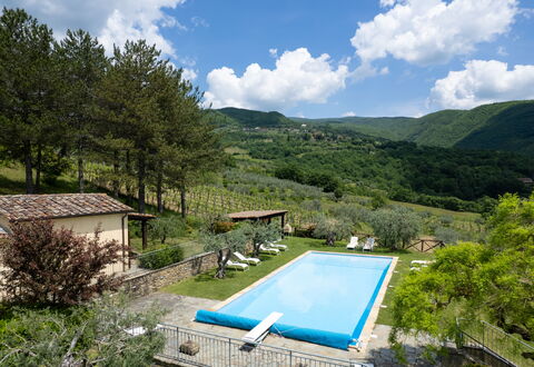 Villa Olivi - Subbiano, Toscana, Pool And Nature: Fabriek, Water, Wolk, Lucht, Eigendom, Zwembad, Azure, Boom, Natuurlijk Landschap, Berg