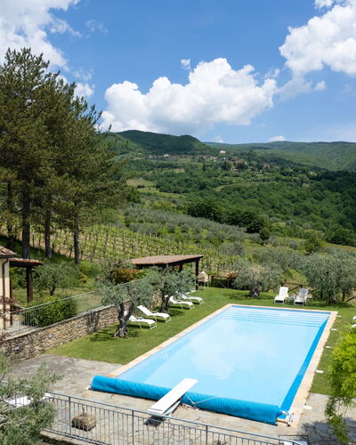 Villa Olivi - Subbiano, Toscana, Pool And Nature: Fabriek, Water, Wolk, Lucht, Eigendom, Zwembad, Azure, Boom, Natuurlijk Landschap, Berg
