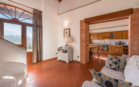 Le Masse - Greve In Chianti, Toscana: Gebouw, Eigendom, Meubilair, Comfort, Fotolijst, Hout, Oranje, Woonkamer, Televisie, Architectuur