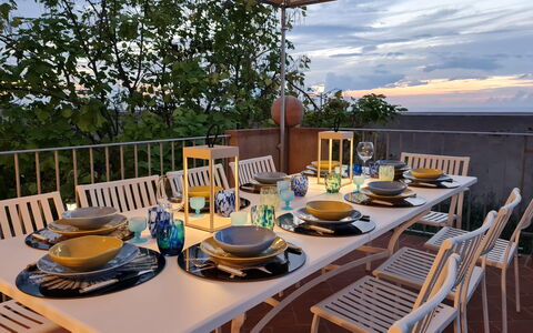 Sunset Sea View, Baratti, Populonia, Wifi, Ac: Meubilair, Tafel, Stoel, Keuken En Eettafel, Buitenmeubels, Buitentafel, Restaurant, Schaduw, Eco Hotel, Eetkamer