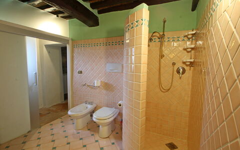 Villa L'antico Casale: Eigendom, Loodgieterswerkinrichting, Badkamer, Interieur Ontwerp, Toilet, Flooring, Verdieping, Hout, Muur
