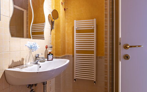 Florentine Careggi Loft: Spiegel, Eigendom, Kraan, Loodgieterswerkinrichting, Wastafel, Badkamer, Hout, Interieur Ontwerp, Gebouw