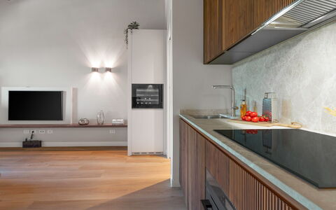 Correggiolo Spereto Apartment With Pool, Montaione: Cabinetry, Eigendom, Countertop, Meubilair, Gebouw, Kraan, Wastafel, Hout, Interieur Ontwerp, Keuken