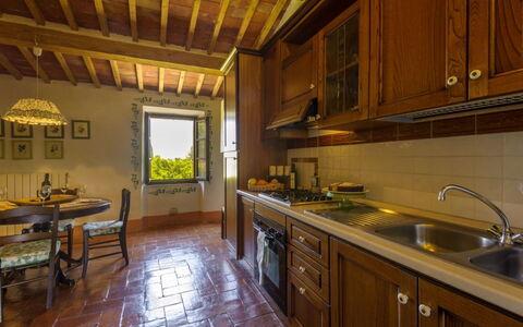 Podere Contignano: Meubilair, Flooring, Interieur Ontwerp, Huis, Keuken, Kamer, Countertop, Cabinetry, Huishoudapparatuur, Keuken En Eettafel