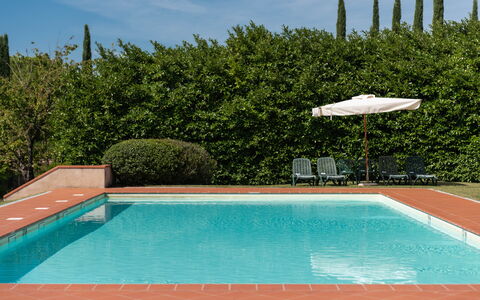 Country House In Tuscan Hills: Zwembad, Samengesteld Materiaal, Toevlucht, Schaduw, Eco Hotel, Hacienda, Villa, Waterpartij, Boerderij, Backyard