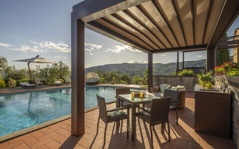 Villa Alessia Luxury: Toevlucht, Meubilair, Schaduw, Eco Hotel, Buitenmeubels, Patio, Stoel, Outdoor Structuur, Plafond, Zwembad