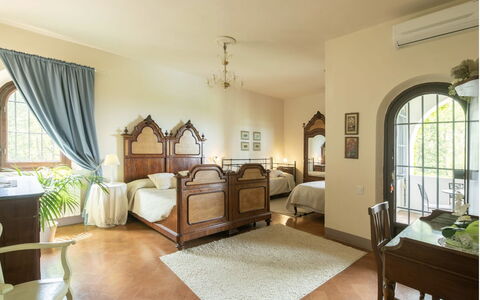 Villa Albertina: Meubilair, Interieur Ontwerp, Bed, Slaapkamer, Flooring, Plafond, Kamer, Verdieping, Laken, Bedding