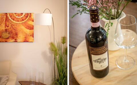 San Cristofano Blu Apartment Santa Croce, Florence: Fles, Wijn, Barware, Glazen Fles, Glas, Wijnfles, Drinkware