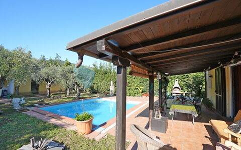 La Sevillana: Schaduw, Zwembad, Toevlucht, Outdoor Structuur, Veranda, Bloempot, Eco Hotel, Hacienda, Backyard, Patio