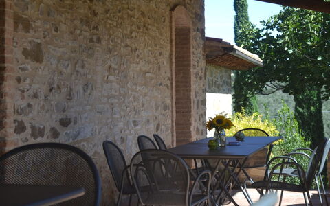 Podere Peteglia: Meubilair, Tafel, Buitentafel, Stoel, Buitenmeubels, Keuken En Eettafel, Schaduw, Tafelkleed, Balkon, Kamerplant