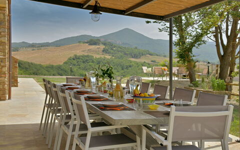 Villa Il Noccioleto: Meubilair, Tafel, Buitenmeubels, Hout, Stoel, Keuken En Eettafel, Buitentafel, Restaurant, Patio, Eetkamer