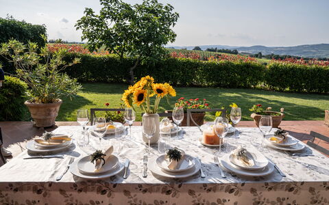 Selvamica: Tableware, Meubilair, Tafel, Tafelkleed, Serveware, Linens, Dishware, Stoel, Drinkware, Voedsel