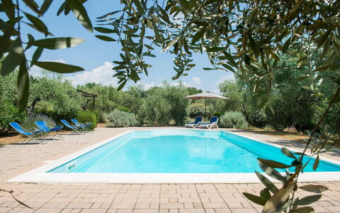 Villa El Olivar: Blauw, Zwembad, Landgoed, Toevlucht, Hacienda, Landscaping, Buitenmeubels, Villa, Eco Hotel, Backyard