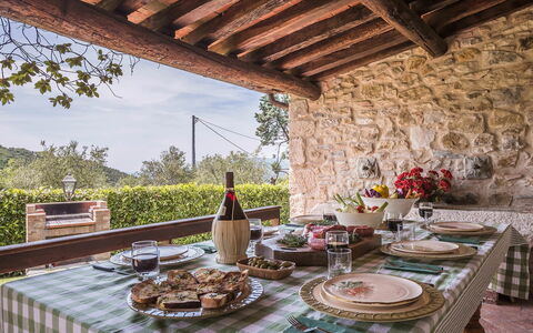 Villa del Colle: Meubilair, Tafel, Keuken En Eettafel, Stoel, Tafelkleed, Buitenmeubels, Buitentafel, Linens, Boerderij, Eetkamer