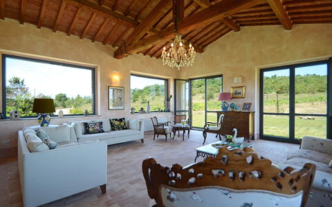 Podere Pomasciano 10: Meubilair, Interieur Ontwerp, Huis, Bankstel, Tafel, Stoel, Plafond, Woonkamer, Kamer