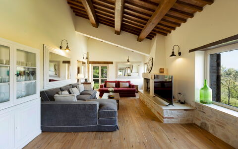 Casale dei Gelsomini 8: Meubilair, Interieur Ontwerp, Flooring, Bankstel, Muur, Plafond, Hout, Verdieping, Woonkamer, Kamer
